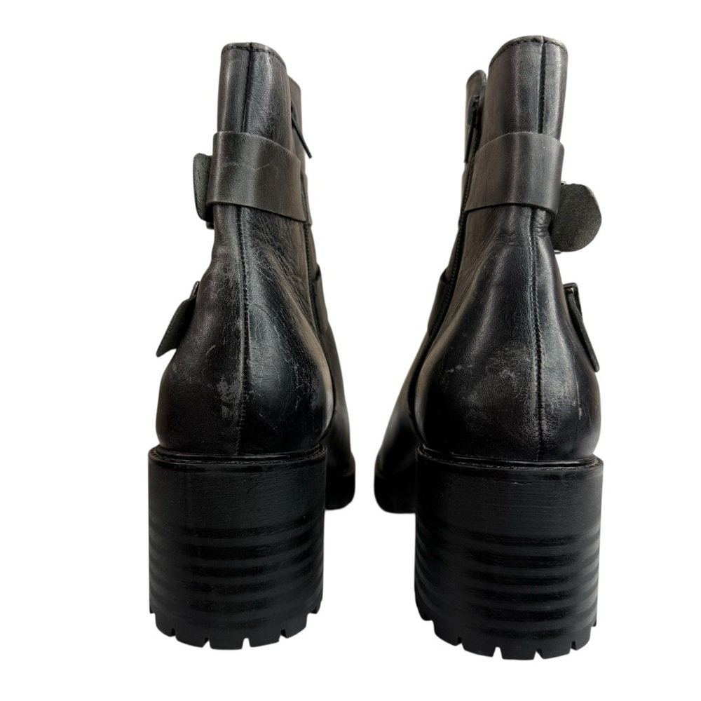 Eric Michael Black Leather Double Buckle Lug Sole Ankle Boots EU 41 - Picture 9 of 15
